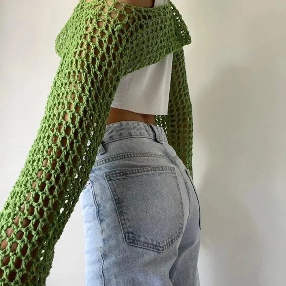 Green cropped sweater - Picture 2 of 2